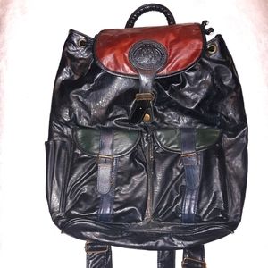 Moda International Black Backpack with green/tan